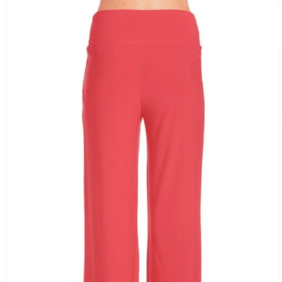 Azules Women's Poly Span Comfy Stretch Palazzo Pants, S,M,L,XL,Coral,Made in USA - Picture 4 of 4